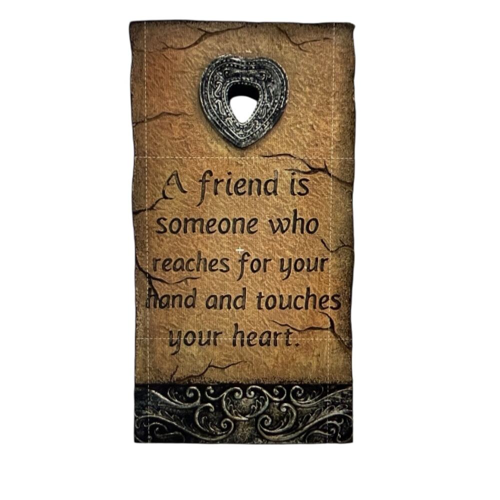 Y2K Friendship Quote Wall Plaque Faux Stone Heart Accent Resin‎ Decor Gift 11.5"